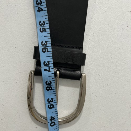 Brass Belt Womens M Black Leather Linea Pelle Metal Studded Grunge Punk Emo Y2K - Picture 7 of 13