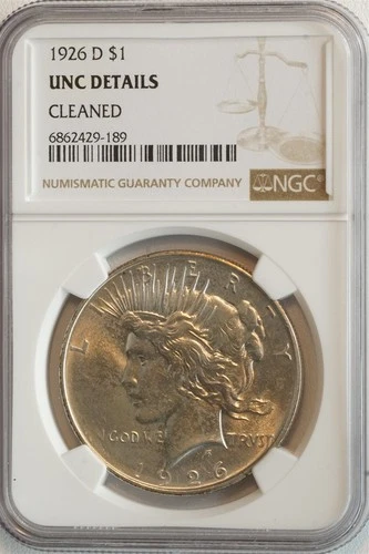 1926 D Peace Dollar UNC DETAILS NGC $1