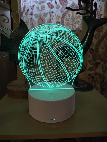 Basketball 3D LED Multicolour Base DECOR Nightlight USB Room W Remote Control - Picture 3 of 3