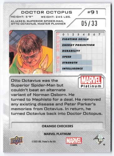 Cubierta superior Marvel Platinum 2023 #91 Doctor Octopus/33 damas naranjas - Imagen 2 de 2