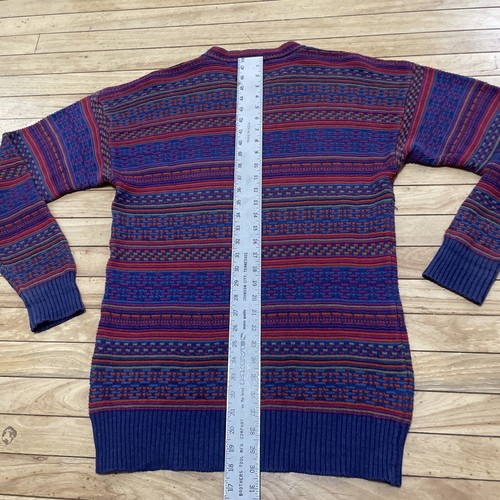 Northern Isles Vtg 90s Sweater Men M Purple Orange Ramie Colorful Knit 42" chest - Picture 10 of 23