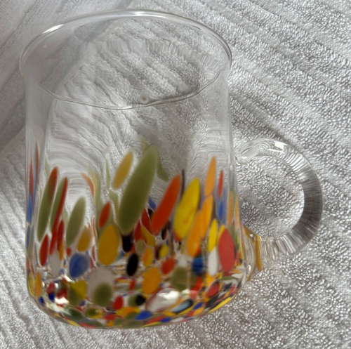 Nuevo con etiquetas Taza de cristal de mosaico de confeti de Murano manchas amarillas Italia Nuevo conjunto de 4 - Imagen 8 de 10