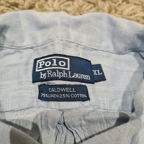 Vintage Polo Ralph Lauren Hemd Herren Extra Large Blau Leinen Caldwell Cuban Beach - Bild 2 von 11