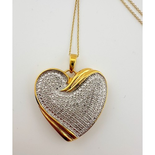Bold & Beautiful 1 ct "Whole Heart" Diamond Necklace - 14kt Gold Over Sterling - Picture 4 of 14