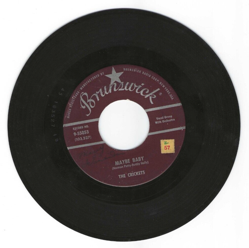 THE CRICKETS Maybe Baby/Tell Me How VINYL 45 RPM Buddy Holly BX2-57 - Picture 2 of 2