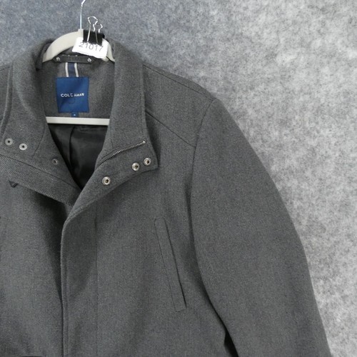 Cole Haan Jacket Mens Medium Gray Full Zip Wool Blend Topper Car Coat - Picture 6 of 15