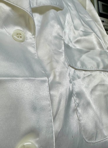 White Satin Pyjama Set Bridal Party Long Sleeve Elastic Waist White XL - Picture 5 of 6