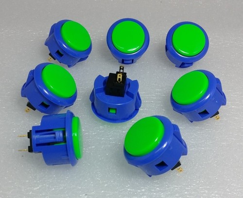 Japan Sanwa Mix Tasten dunkelblau/grün x 8 Stück Video Arcade Spiel Teile OBSF-30 - Bild 2 von 2
