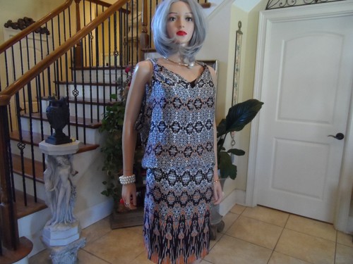 New Anne Klein Collection 100% Silk Brown Multi Print Sheath Dress Size 10 - Picture 2 of 12