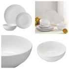 12 Piece Dinnerware Set Glazed White Stoneware Dinner Plate Side Plates Bowls
