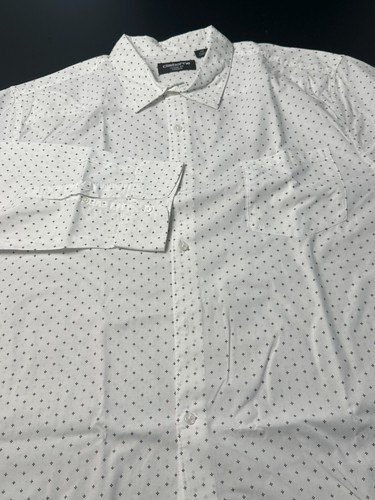 Claiborne Mens Shirt White with Modern Black Geometric Design Cotton XXL - Picture 5 of 9