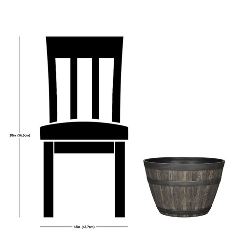 2 Pack Resin Whiskey Barrel Planter W/ Drainage Indoor Outdoor Gardening Pot New - Picture 5 of 9