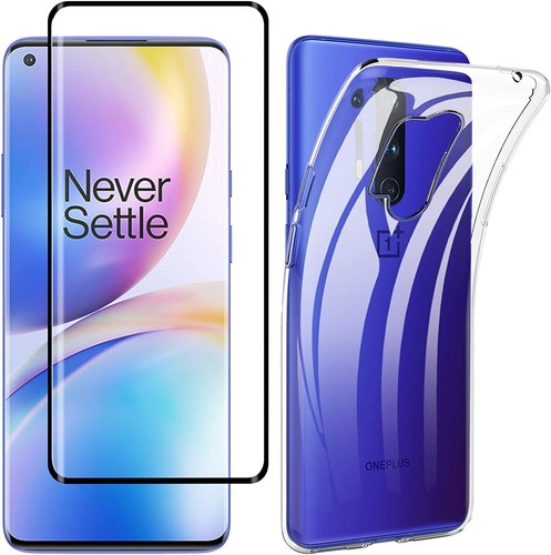 COVER CUSTODIA + PELLICOLA VETRO TEMPERATO 5D FULL PER OnePlus 8 PRO TRASPARENTE - Foto 8 di 21