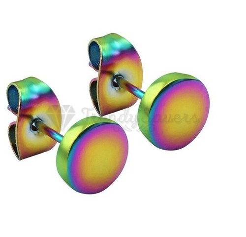 Multicoloured Stud Earrings 3-12MM Round Surgical Stainless Steel Ear Piercing - Picture 51 of 65