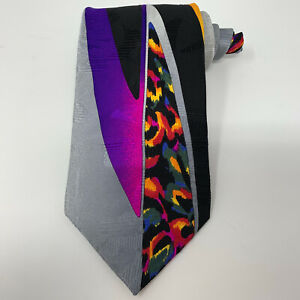Vitaliano-Pancaldi-Necktie-Italian-Silk-Tie-Bright-Colorful-Neon-Leopard-Print