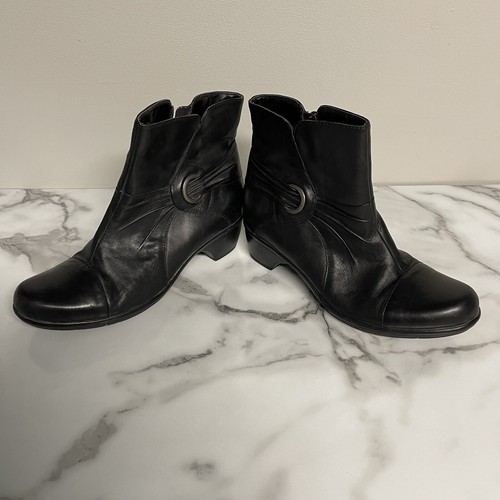 Botín Clarks de cuero negro talla 11 cremallera lateral tacón bajo 80833 hebilla lateral - Imagen 13 de 13