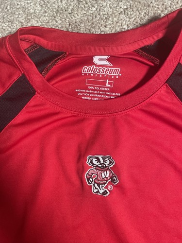 Wisconsin Badgers UW Madison Athletic Shirt Black / Red Large Embroidery CLEAN - Picture 3 of 6