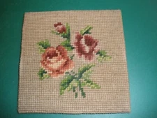 Needlepoint Picture Pink Flowers 6"x6"