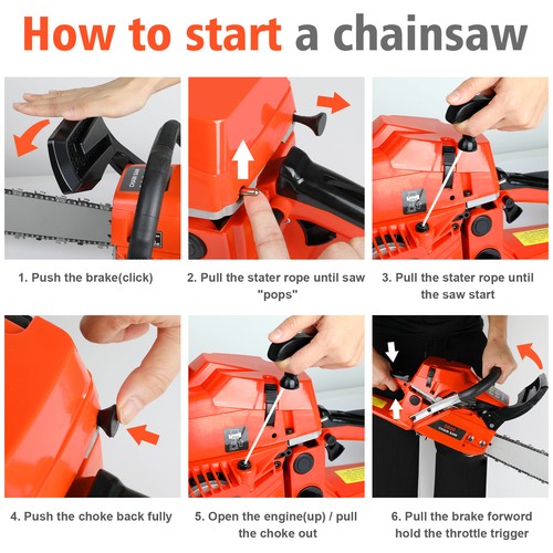 58cc Gas Top Handle Chainsaw with 20'' Bar Chain 2-Stroke Engine Cut Tree Wood - Picture 10 of 14