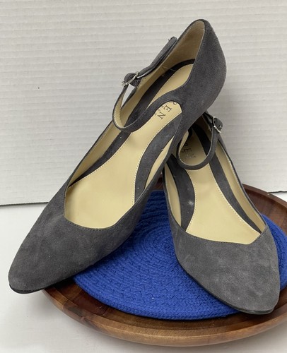 Ralph Lauren Gray Suede Classic Mary Jane Kitten Heels Sz 7 M Romantic Preppy - Picture 2 of 12