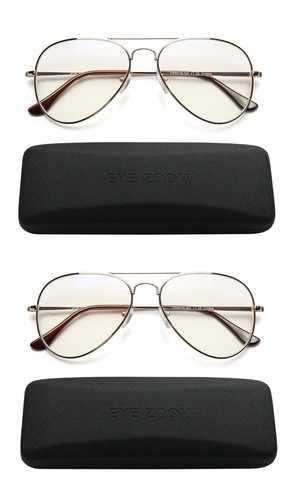 Paquete de 2 gafas de lectura EYE ZOOM estilo aviador bloqueo de luz azul y anti UV - Imagen 17 de 28