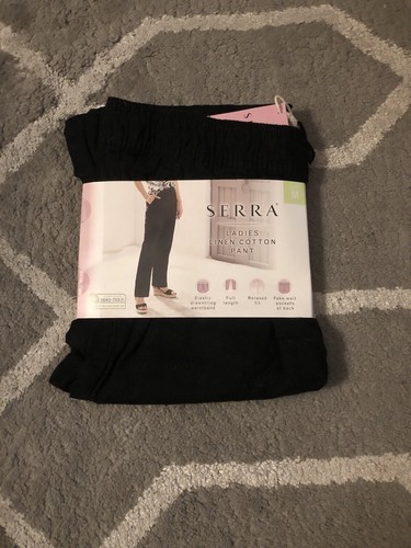 Serra Linen Cotton Pants Size M NWT Black - Picture 7 of 7