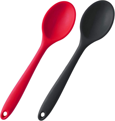 Silicone Nonstick Mixing Spoons Set 2, High Heat Resistant, Hygienic Design Cook