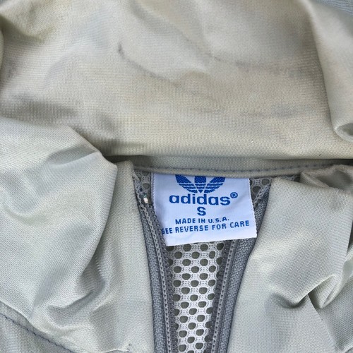 Vtg Adidas Track Jacket Full Zip Blue Gray Trefoil Mens S Made In USA Nylon 80s - Picture 4 of 13