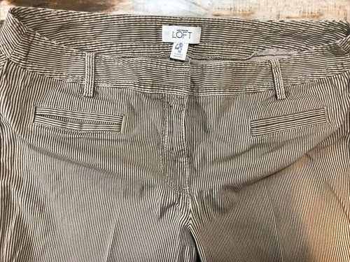 Ann Taylor Loft Damenhose Größe 10 Marisa braun und hellbraun Nadelstreifen - Bild 4 von 4