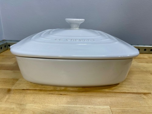 Le Creuset Steinzeug 3,3 l/3 Quart quadratische Auflaufform & Deckel WEISS 9X9 - Bild 2 von 16