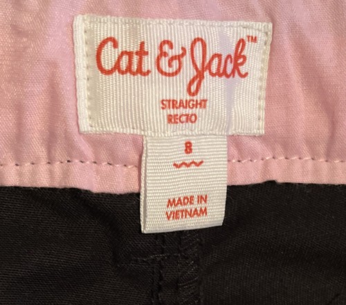 Cat & Jack Girls Black School Uniform Pants Straight Adjustable Waist NWT Size 8 - Picture 2 of 3