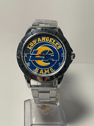 Reloj plateado de acero inoxidable con logotipo del equipo de la NFL de Los Angeles Rams para hombre NUEVO - Imagen 6 de 7