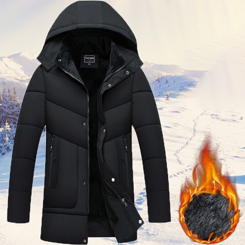 Men Middle-aged and Elderly Warm Coat Thickened Hooded Fleece Padded Jacket - Picture 12 of 14