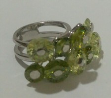 Sterling Silver 925 Green Crystals Ring Size 6/7