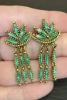 Vintage Southwestern Pierced Earrings Gold Tone Faux Turquoise Costume Jewelry