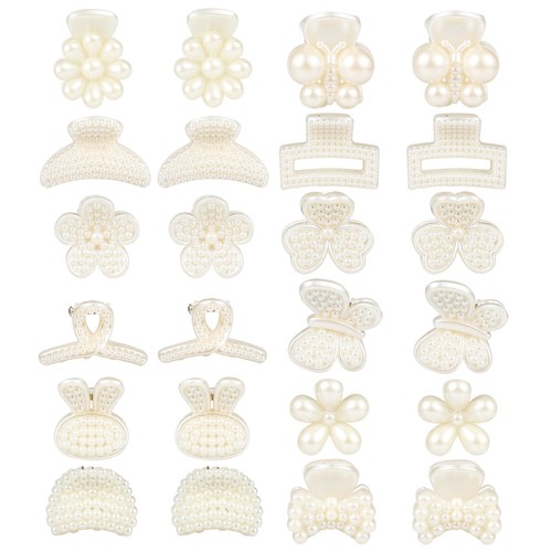 24 Stck. Mini Perlen Haarkralle Clips, Blume Schmetterling Sonnenblume Süß Pony Clips - Bild 1 von 7