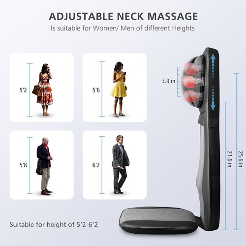 Snailax shiatsu Neck & Back Massager with Heat Full Back Kneading Shiatsu or ... - Picture 5 of 9