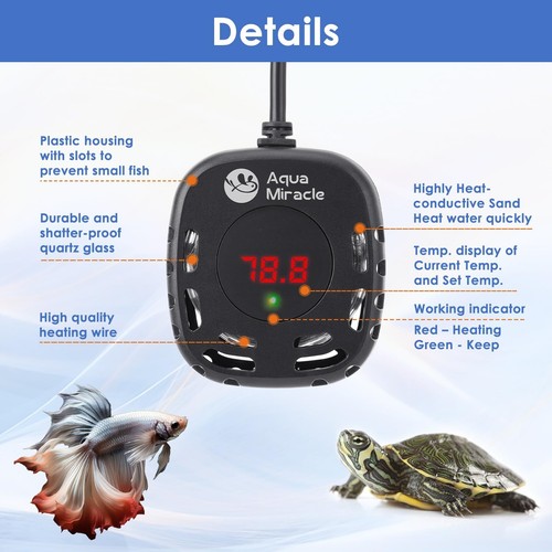 Adjustable 100W Mini Aquarium Heater Submersible Fish Tank Heater Turtle Tank... - Picture 4 of 7