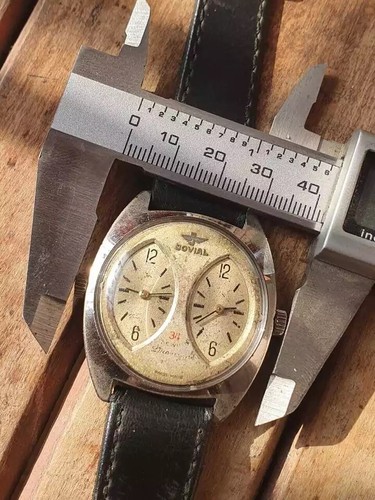 Rare! JOVIAL Dual Time Mechanical Movement 34 Jewels Swiss Men's Watch - Picture 6 of 11