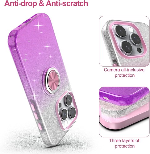 Case For Apple iPhone 16 15 14 13 12 Pro Shockproof Ring Glitter Magnetic Cover - Picture 8 of 24
