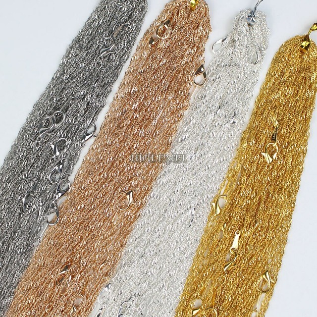 10pcs Silver/Gold Color 2mm Water Wave Necklace Chains for Women 16" 18" 20" 24 10pcs Silver/Gold Color 2mm Water Wave Necklace Chains for Women 16" 18" 20" 24
