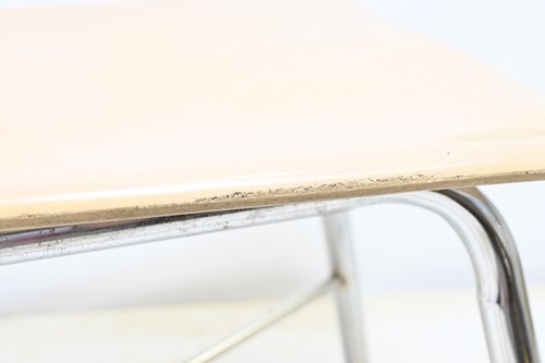 Vintage Molded Plastic Melamine and Chrome Metal Desk Chair School Cafeteria #2 - Picture 6 of 13