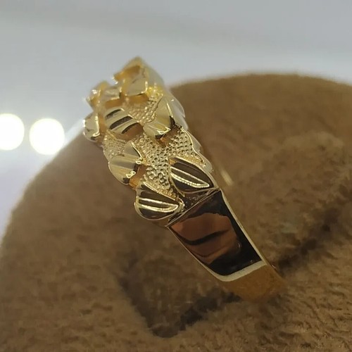 Mens Womens Nugget Ring Father's Day Gift 14K Yellow Gold Finish Sterling Silver - Picture 5 of 7