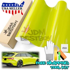 Gloss Glossy Lime Green Car Vinyl Wrap Sticker Decal Air Release Bubble Free