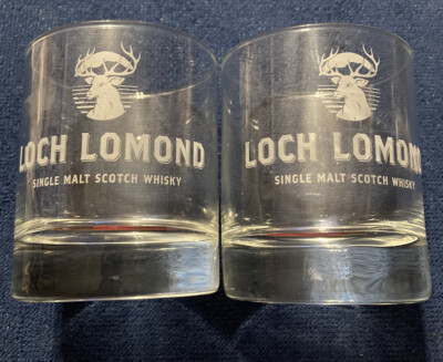2 Loch Lomond Clear Scotch Whisky Glasses Single Malt Scotch Whiskey