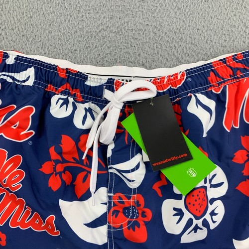 Bañador Ole Miss Rebels para Hombres 2XL Azul Wes & Willy Floral Voleibol Logo Pantalones Cortos - Imagen 6 de 17