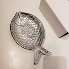 VTG Pottery Barn Fishy Snack Plate Shiny Aluminum Pewter Art Deco