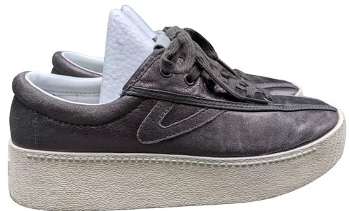 Tretorn Damen 6,5 Nylite 6 Bold Metallic Vintage Zinn Leder Plateau Sneaker - Bild 4 von 13
