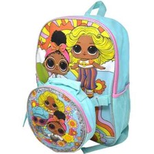 LOL Surprise Large School Backpack w/ Detachable Lunch Bag for Kids Girls
