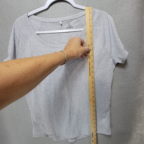 prAna Shirt Womens M Hemp Performance Recycled Active Gym Hiking Gray Scoop Neck - Picture 10 of 12